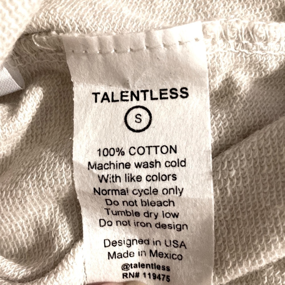 TALENTLESS LOGO UNISEX SUMMER CREWNECK size Small NWOT flaw - Picture 6 of 7